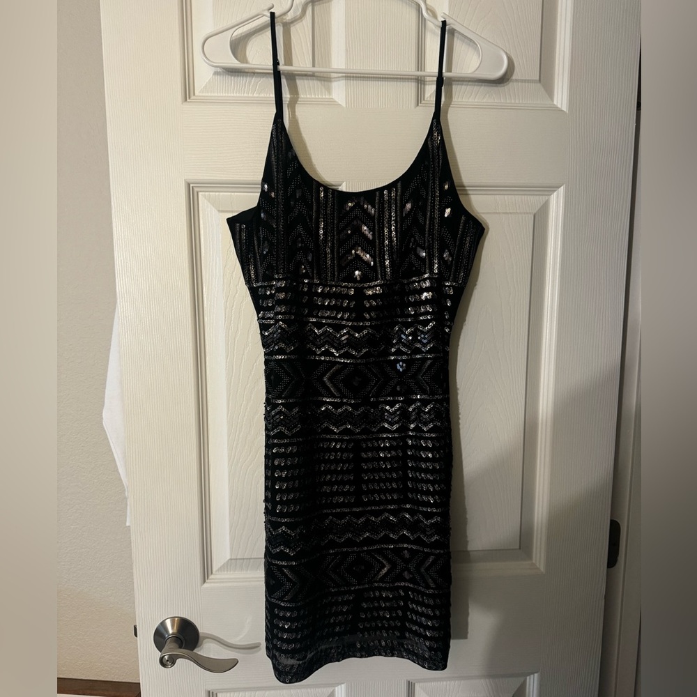 Black Sequin Dress with low back